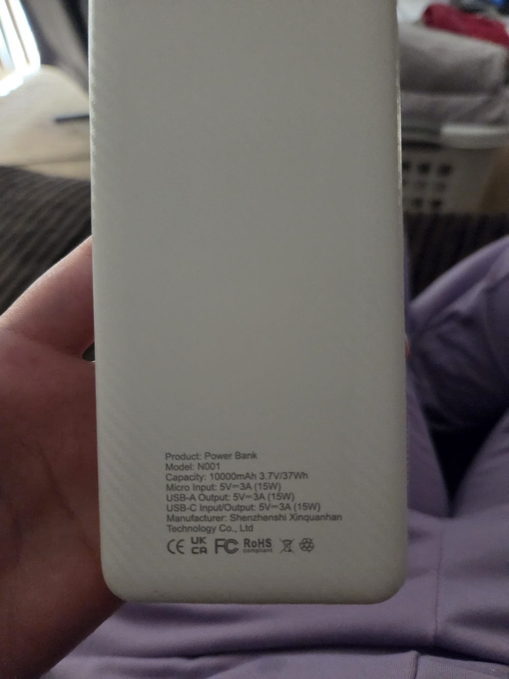 White Power Bank Portable Charger 10000mAh